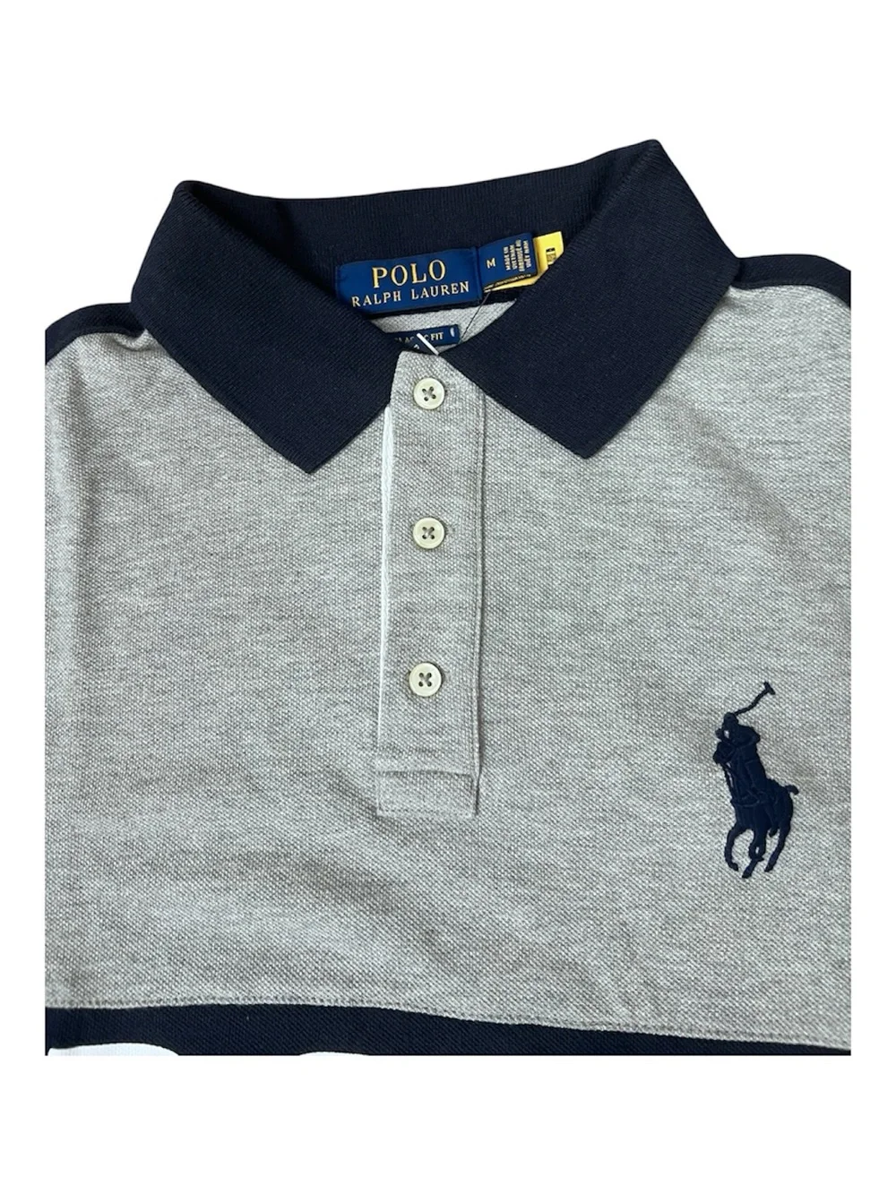 Polo by Ralph Lauren Grey, Navy & White Logo Polo Shirt